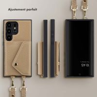 Selencia Coque de télephone Sera avec cordon et porte-cartes enveloppe Samsung Galaxy S24 Ultra - Taupe