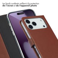 Selencia Étui portefeuille en cuir véritable Apple iPhone 17 Pro Max - Marron clair