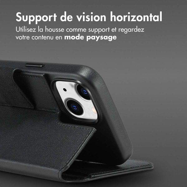 Accezz Étui de télephone portefeuille en cuir 2-en-1 avec MagSafe Apple iPhone 15 - Onyx Black