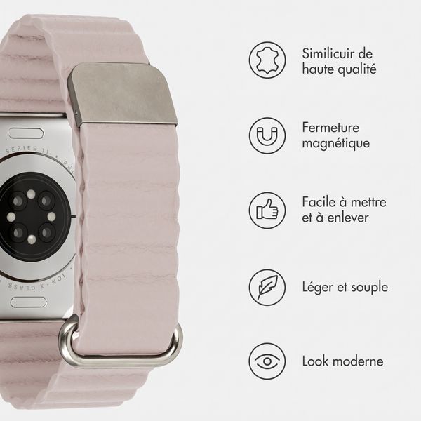imoshion Bracelet magnétique en cuir synthétique Apple Watch | 38/40/41/42 mm - Beige