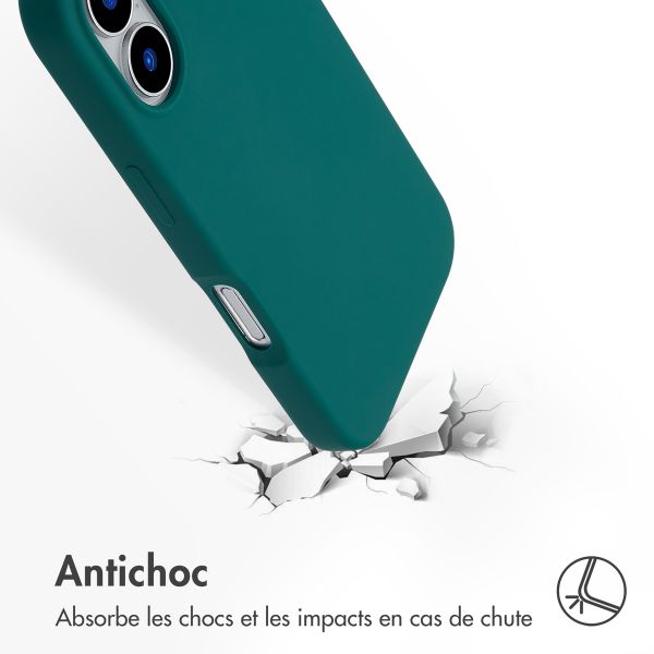 Accezz Coque Liquid Silicone avec MagSafe Apple iPhone 16 - Forest Green