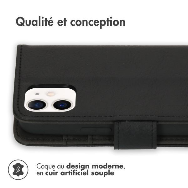 imoshion Étui de télephone portefeuille de luxe Apple iPhone 12 Mini - Noir