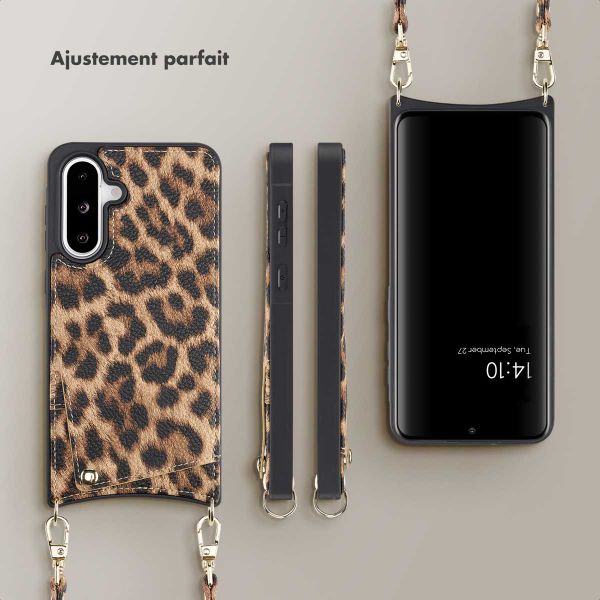Selencia Coque de télephone Nova avec cordon et porte-cartes Samsung Galaxy A36 / A56 - Leopard
