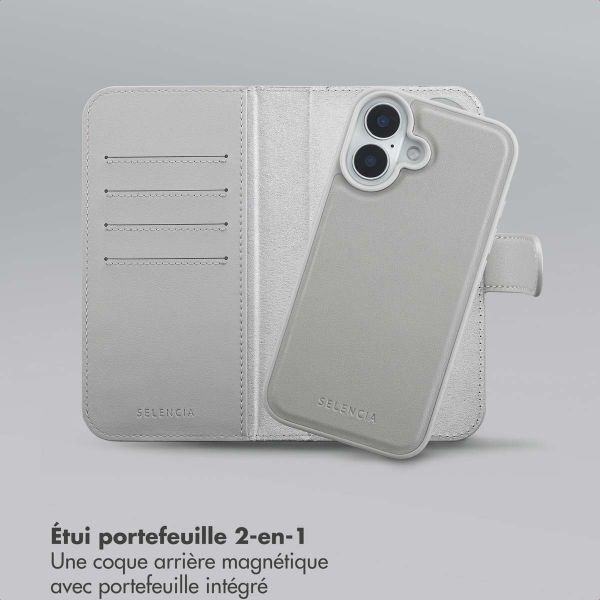 Selencia Étui portefeuille amovible Olyn avec MagSafe Apple iPhone 16 - Gris