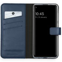 Selencia Étui portefeuille en cuir véritable Samsung Galaxy A21s - Bleu