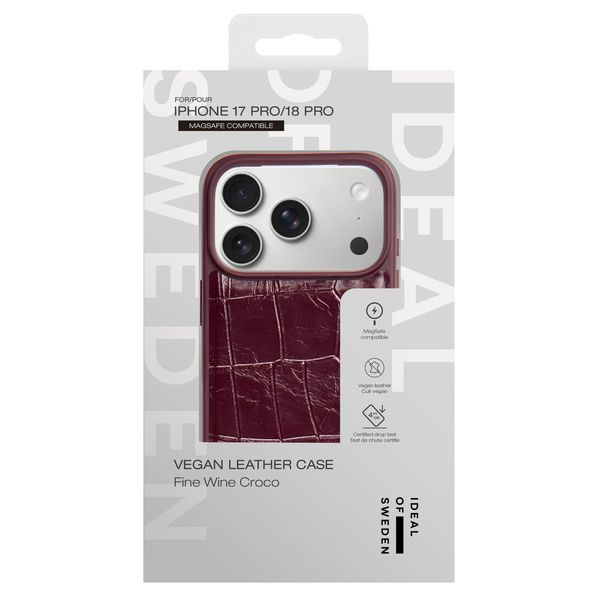 iDeal of Sweden Coque MagSafe en cuir végétalien Apple iPhone 18 Pro / 17 Pro - Fine Wine Croco