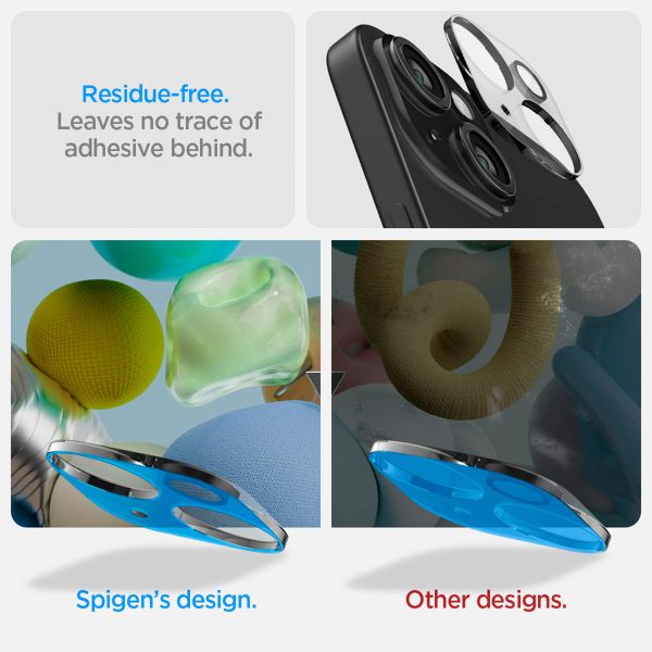 Spigen Optik Lens Protector - Protection complète de la caméra (lot de 2) Apple iPhone 15 / 15 Plus - Crystal Clear