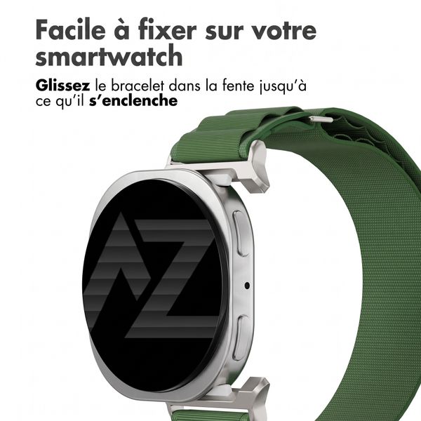 Accezz Bracelet en nylon Alpine Samsung Galaxy Watch 9 (40/44mm) / Watch 8 (40/44mm) / Classic (46mm) - Olive Green