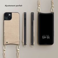Selencia Coque de télephone Nova Croco avec cordon et porte-cartes Apple iPhone 14 / 13 - Beige