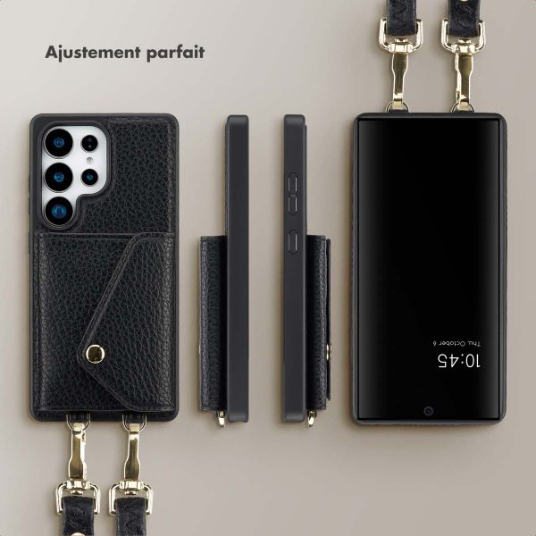 Selencia Coque de télephone Sera avec cordon et porte-cartes enveloppe Samsung Galaxy S25 Ultra - Noir