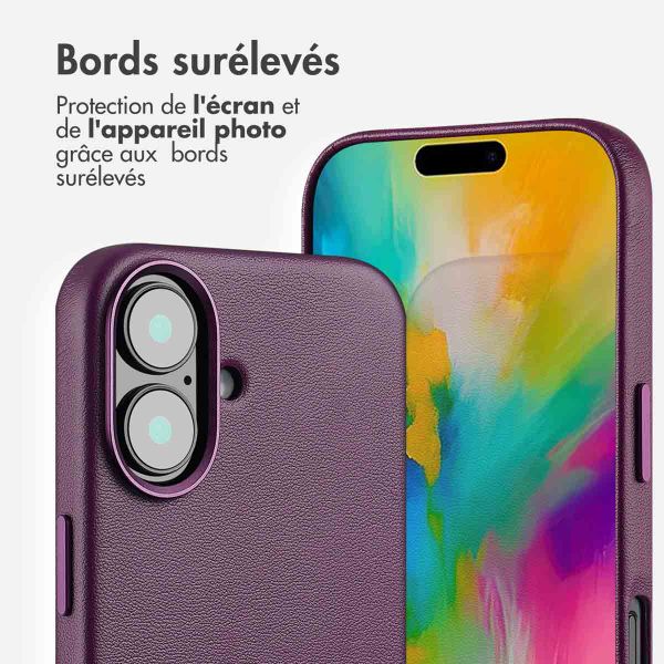 Accezz Coque arrière en cuir avec MagSafe Apple iPhone 16 - Heath Purple