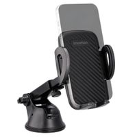 imoshion ﻿ Support de téléphone pour voiture - Réglable - Universel - Carbone - Tableau de bord / pare-brise - Noir