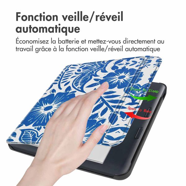 imoshion Design Slim Hard Sleepcover avec support Kobo Libra Colour - Flower Tile