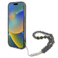 Guess MagSafe IML Flowers Case avec beads strap Apple iPhone 15 Pro Max - Noir