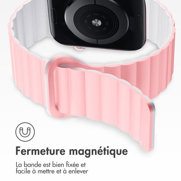 imoshion Bracelet en silicone magnétique Apple Watch | 38/40/41/42 mm - Rose & Blanc