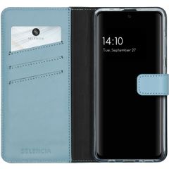 Selencia Étui portefeuille en cuir véritable Samsung Galaxy A51 - Air Blue