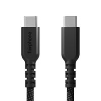 Fairphone Câble de recharge LongLife USB-C vers USB-C/USB-A - 240W - 2.5 mètres - Noir