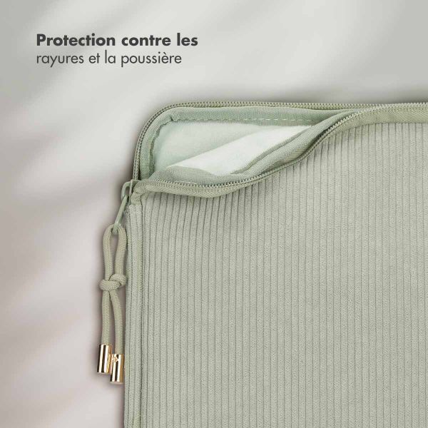 Selencia Pochette ordinateur Corduroy 15-16 pouces - Pistache Cream