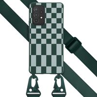 Selencia Coque design en silicone avec cordon amovible Samsung Galaxy A53 - Irregular Check Green