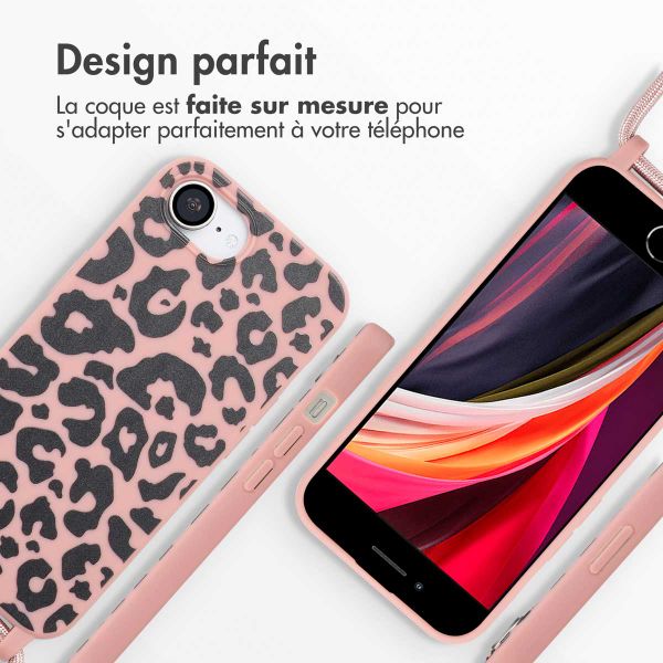 imoshion Coque design en silicone avec cordon Apple iPhone 17e / 16e - Animal Pink