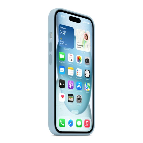 Apple Coque en silicone MagSafe Apple iPhone 15 Plus - Light Blue