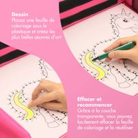 imoshion Table de voyage - Support de tablette voiture - 7 compartiments de rangement - Inclus 2 coloriages - Rose