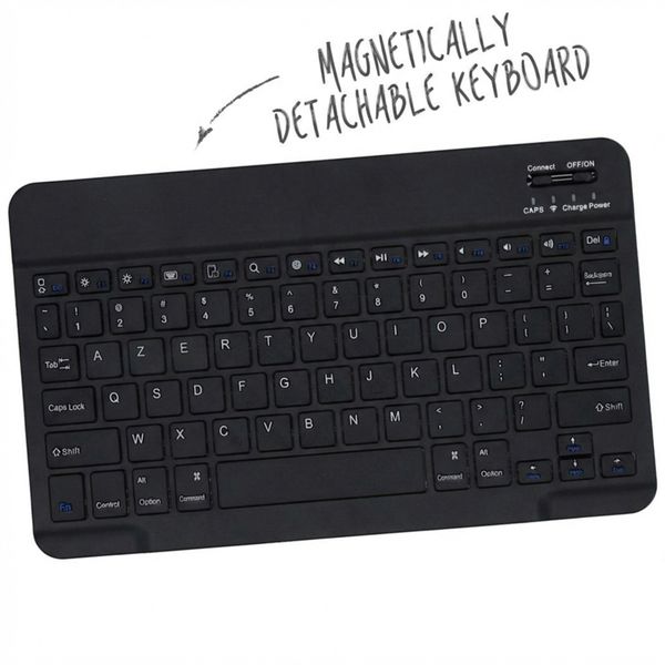 Accezz Étui de tablette portefeuille Bluetooth Clavier Samsung Galaxy Tab A9 Plus - AZERTY / FR - Noir