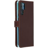 Selencia Étui portefeuille en cuir véritable Huawei P30 Pro - Marron