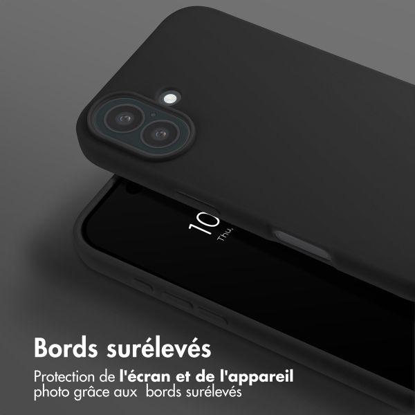 Selencia Coque silicone avec cordon amovible Apple iPhone 16 - Noir