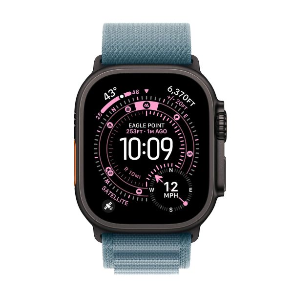 Apple Bracelet Alpine Loop Apple Watch | 44/45/46/49 mm - Taille S - Light Blue / Black Titanium