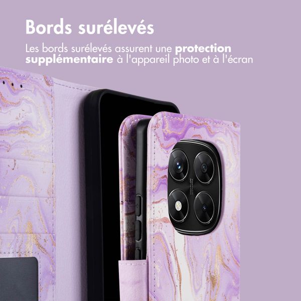 imoshion Étui de télephone portefeuille Design Xiaomi Redmi Note 14 Pro (5G) / 14 Pro Plus (5G) - Purple Marble