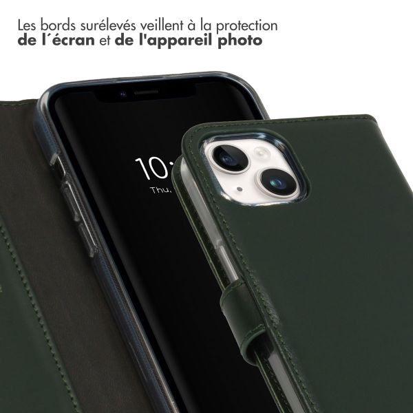 Selencia Étui portefeuille en cuir véritable Apple iPhone 15 Plus - Vert