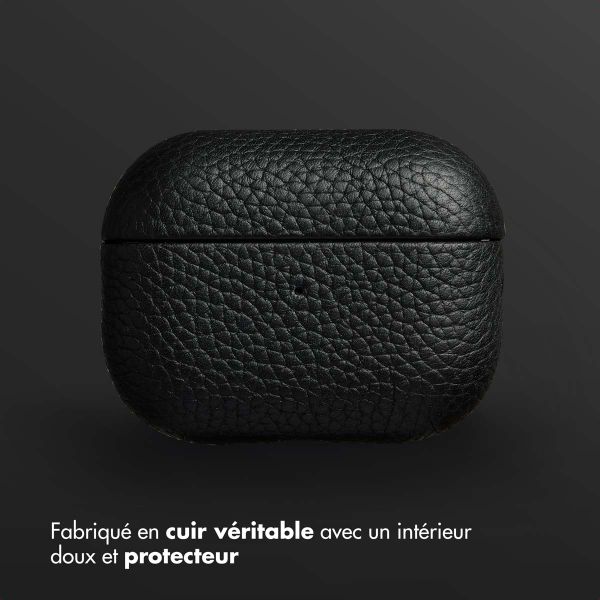 Accezz Coque en cuir véritable  Apple AirPods Pro 2 - Noir