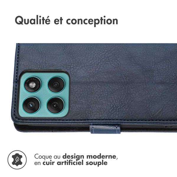 imoshion Étui de télephone portefeuille de luxe Motorola Edge 60 Pro - Bleu foncé