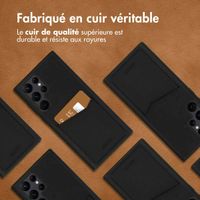Accezz Coque en cuir de qualité supérieure avec fentes pour cartes Samsung Galaxy S22 Ultra - Noir