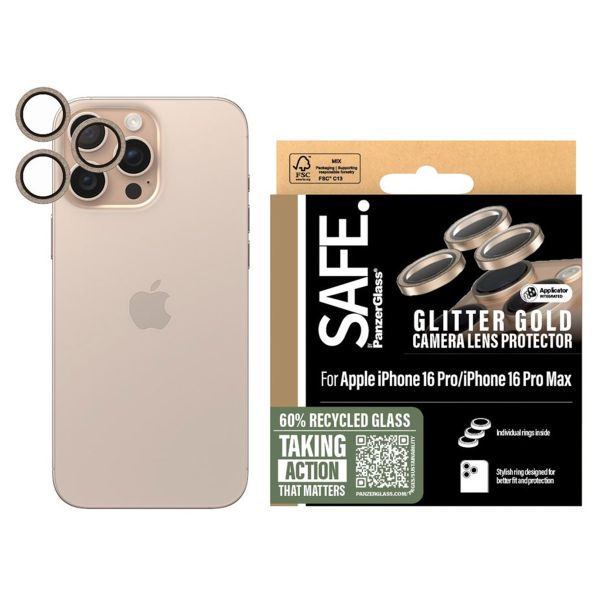 SAFE by PanzerGlass Protection d'objectif de caméra Apple iPhone 16 Pro / 16 Pro Max - Glitter Gold