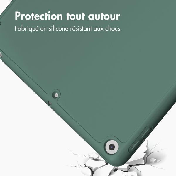 Accezz Coque tablette portefeuille Smart Silicone Apple iPad 9 (2021) 10.2 pouces / iPad 8 (2020) 10.2 pouces / iPad 7 (2019) 10.2 pouces - Vert foncé