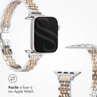 Selencia Bracelet en acier slim style Jubilee Apple Watch | 38/40/41/42 mm - Argent & Or Rose