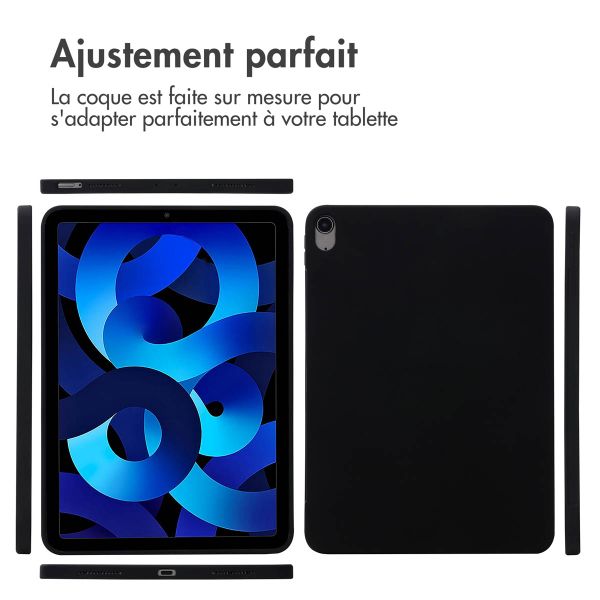 Accezz Coque Liquid Silicone avec porte-stylet Apple iPad Air 11 pouces (2026) M4 / (2025) M3 / (2024) M2 / Air 5 (2022) / Air 4 (2020) - Noir