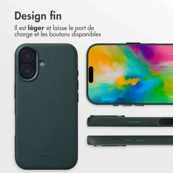 Accezz Coque arrière en cuir avec MagSafe Apple iPhone 16 - Cedar Green