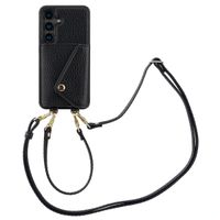 Selencia Coque de télephone Sera avec cordon et porte-cartes enveloppe Samsung Galaxy S24 - Noir