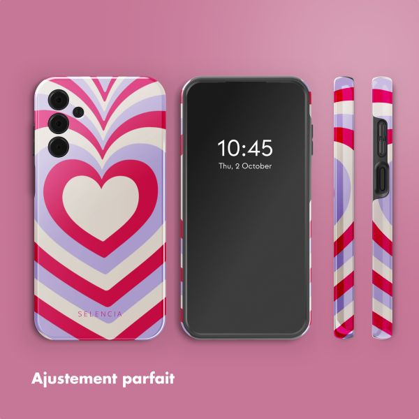 Selencia Coque arrière Vivid Samsung Galaxy A15 (5G/4G) - Double Hearts Rubine Red Lilac