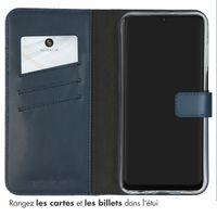 Selencia Étui portefeuille en cuir véritable Samsung Galaxy A15 (5G/4G) - Bleu foncé