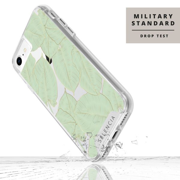 Selencia Coque très protectrice Zarya Fashion Apple iPhone SE (2022 / 2020) / 8 / 7 / 6(s) - Gold Green Botanic