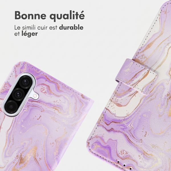 imoshion Étui de télephone portefeuille Design Samsung Galaxy A26 - Purple Marble