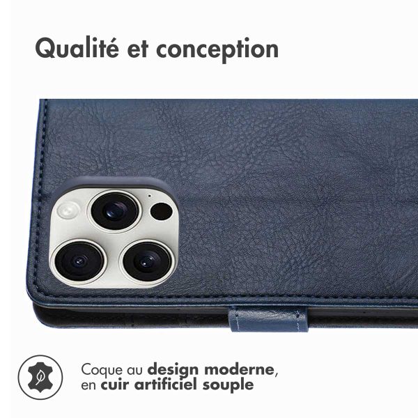imoshion Étui de télephone portefeuille de luxe Apple iPhone 16 Pro - Bleu foncé