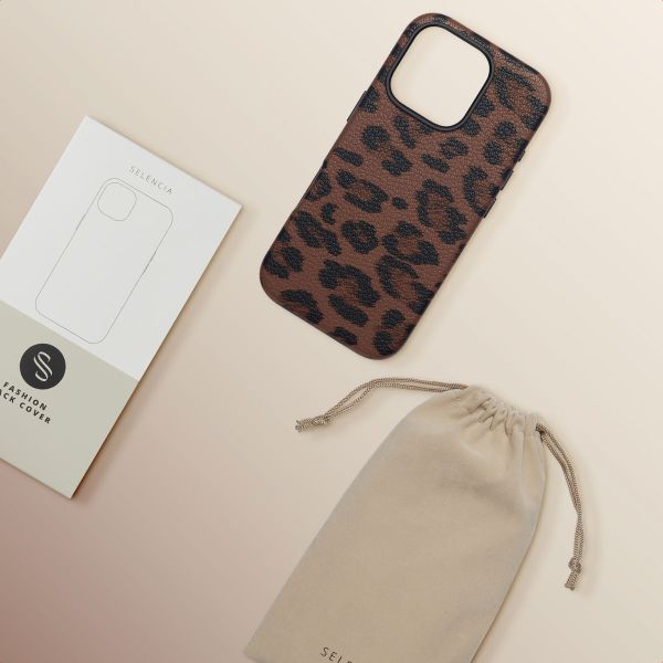 Selencia Coque Sabi imprimé panthère avec MagSafe Apple iPhone 16 Pro - Mocha Brown