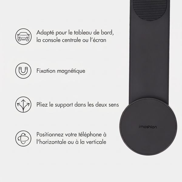 imoshion Support de téléphone flexible pour voiture - Magnétique - Tableau de bord/Écran - Noir