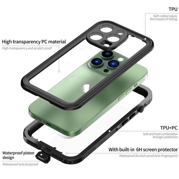 Redpepper Coque imperméable Dot Plus Apple iPhone 14 Pro - Noir