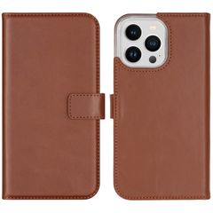 Selencia Étui portefeuille en cuir véritable Apple iPhone 14 Pro Max - Marron clair